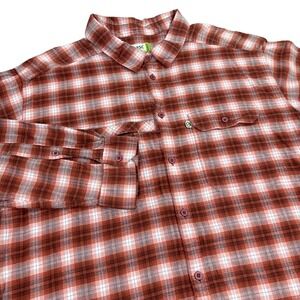 tasc Performance Shirt Men's XL Rust White Plaid Bamboo Long Sleeve Zip Pocket